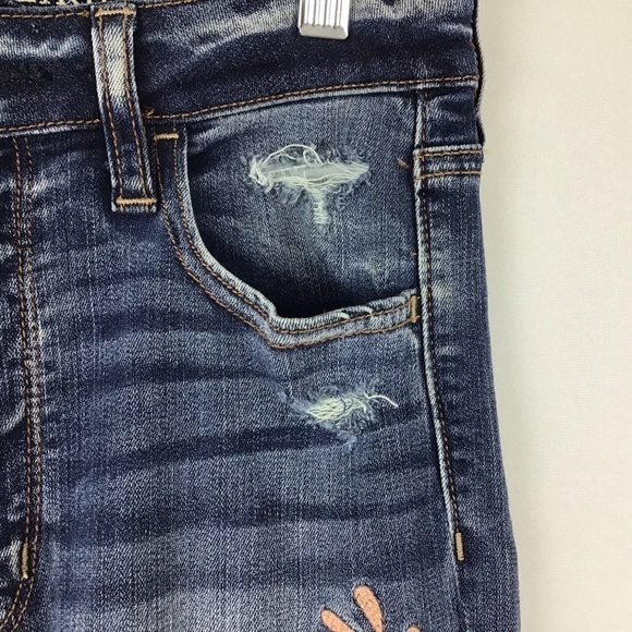 American Eagle Outfitters Embroidered Super Hi-Rise Jegging Distressed Jeans - Picture 4 of 13